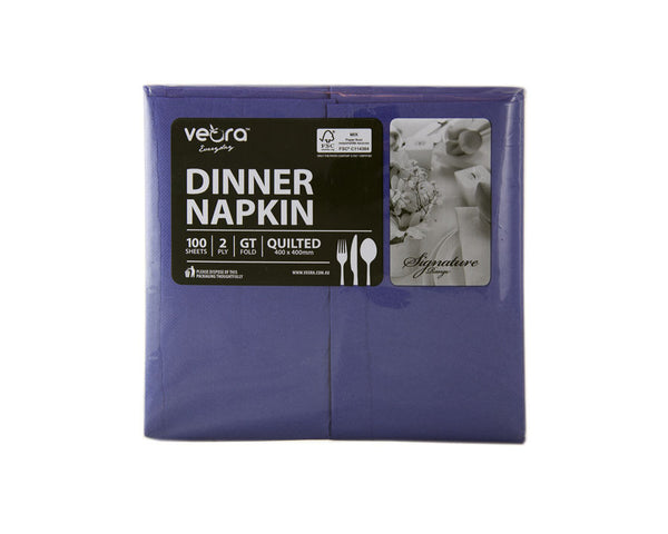 Veora Everyday Blue Dinner Napkin - 2-Ply | GT Fold | 100 sheets | 10 packs / ctn