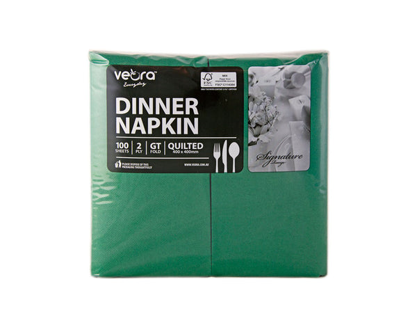 Veora Everyday Green Dinner Napkin - 2-Ply | GT Fold | 100 sheets | 10 packs / ctn