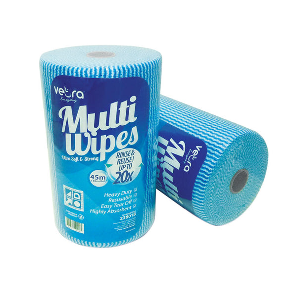 Veora Everyday Extra Heavy Duty MultiWipes - Blue | 90 Sheets | 6 Rolls / Ctn