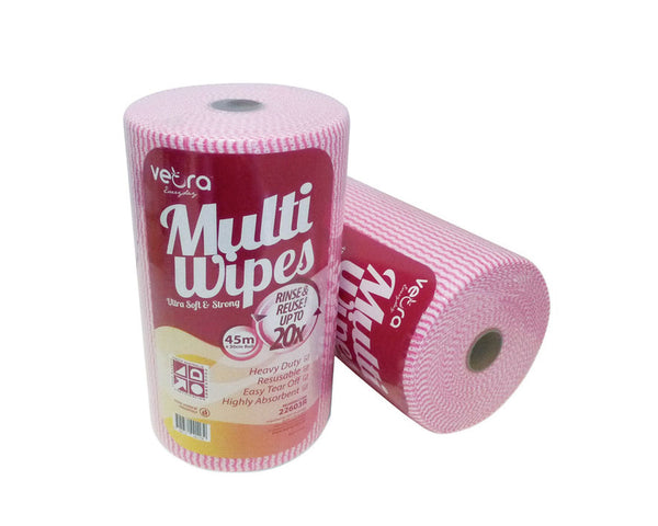 Veora Everyday Extra Heavy Duty MultiWipes - Red | 90 Sheets | 6 Rolls / Ctn