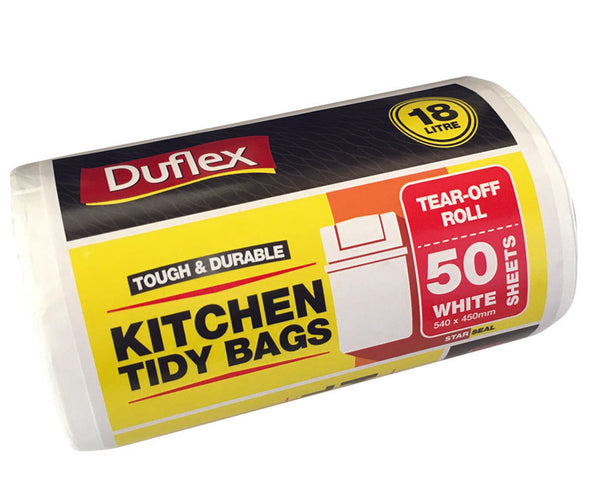 Duflex Kitchen Tidy Bags 18L - White | 50 Sheets | 20 Rolls / Ctn