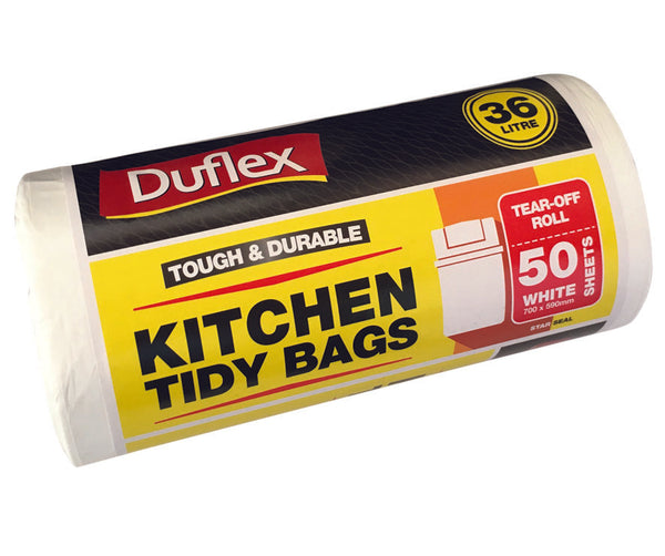 Duflex Kitchen Tidy Bags 36L - White | 50 Sheets | 20 Rolls / Ctn