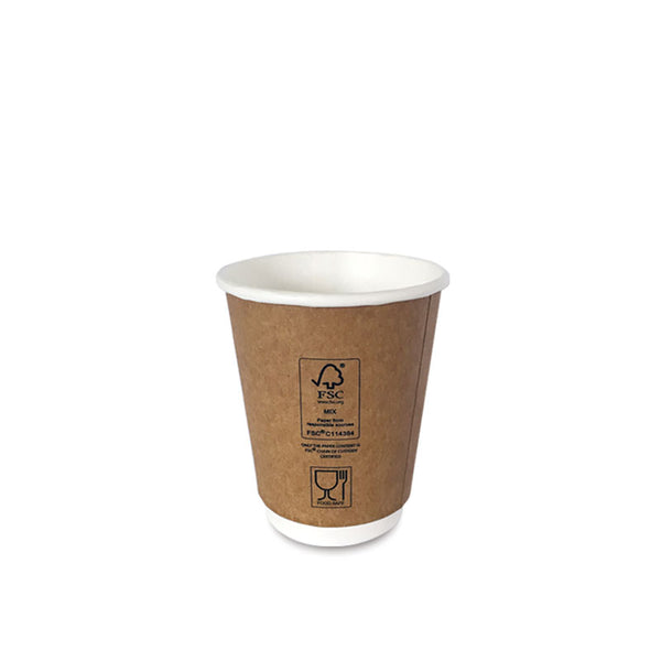 Duflex Standard Double Wall Kraft 8oz Coffee Cup ⌀80mm - 500pcs / ctn