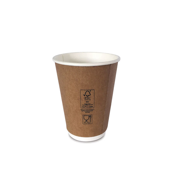 Duflex Double Wall Kraft 12oz Coffee Cup ⌀90mm - 500pcs / ctn
