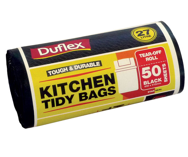 Duflex Kitchen Tidy Bags 27L - Black | 50 Sheets | 20 Rolls / Ctn