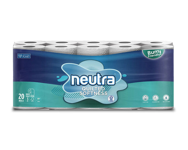 Neutra Quilted Softness Toilet Tissue 20 Roll Pack | 190 Sheets 3-Ply | 60 Rolls / Bale