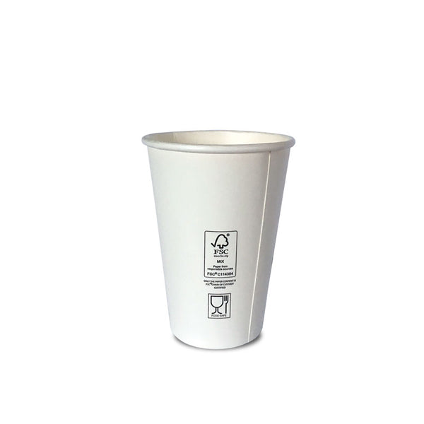Duflex Standard Single Wall 12oz Slim Coffee Cup ⌀80mm - White | 1000pcs / ctn